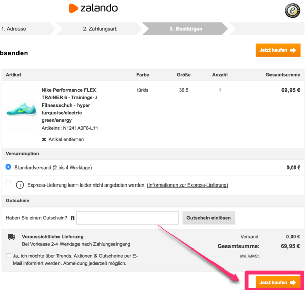 Zalando auf Rechnung bestellen